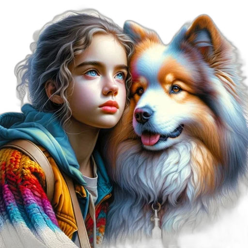face, animal, jacket, creature, fantasy art, photorealistic, concept art, oil painting transparent PNG cut-out