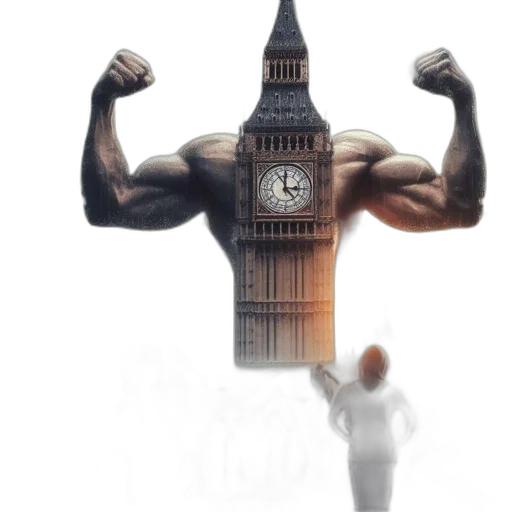 concept art, photorealistic, 3d render, fantasy art, big, ben, transforms, into transparent PNG cut-out