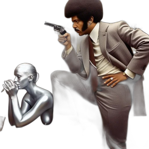 concept art, comic book art, vintage, office, detective, room, man, gun transparent PNG cut-out