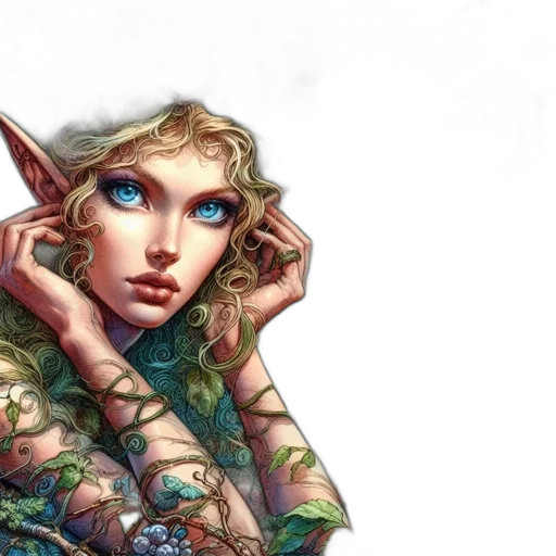 fantasy art, concept art, comic book art, watercolor, ethereal, scene, portrays, elven transparent PNG cut-out