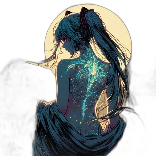 dress, mask, dragon, staff, fantasy art, concept art, anime, watercolor transparent PNG cut-out