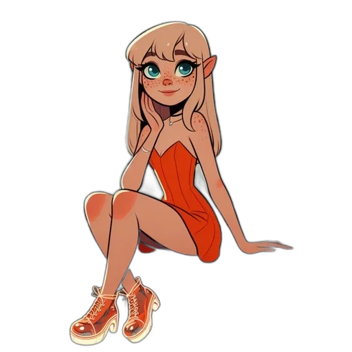 dress, shoes, creature, cartoon, concept art, anime, fantasy art, neon transparent PNG cut-out