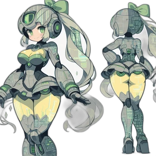 robot, concept art, anime, cyberpunk, 3d render, green, monochrome, pastel transparent PNG cut-out