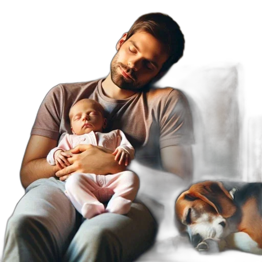photorealistic, watercolor, oil painting, concept art, intimate, living, space, man transparent PNG cut-out