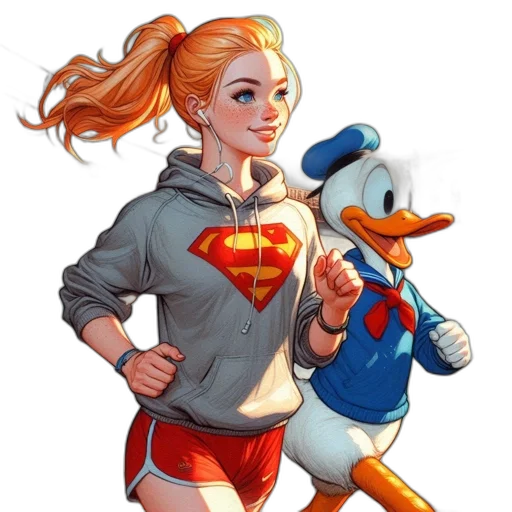 jacket, comic book art, pixel art, cartoon, concept art, two, characters, including transparent PNG cut-out
