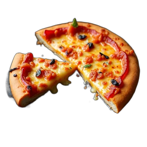 food, face, crown, weapon, 3d render, photorealistic, slice, pizza transparent PNG cut-out
