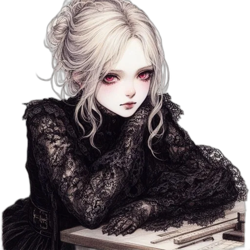 jewelry, dress, face, fantasy art, pixel art, concept art, watercolor, dark transparent PNG cut-out
