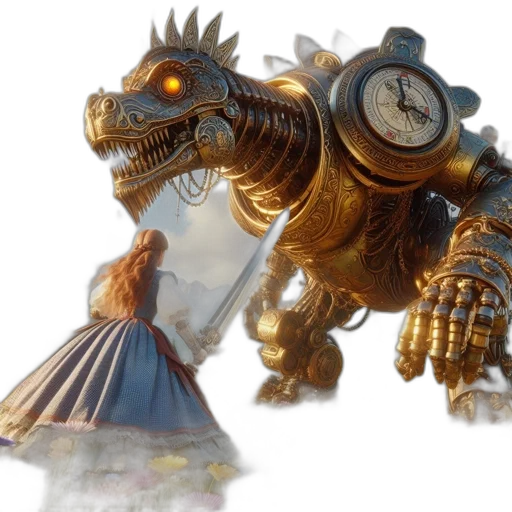 dragon, robot, creature, weapon, concept art, 3d render, fantasy art, photorealistic transparent PNG cut-out