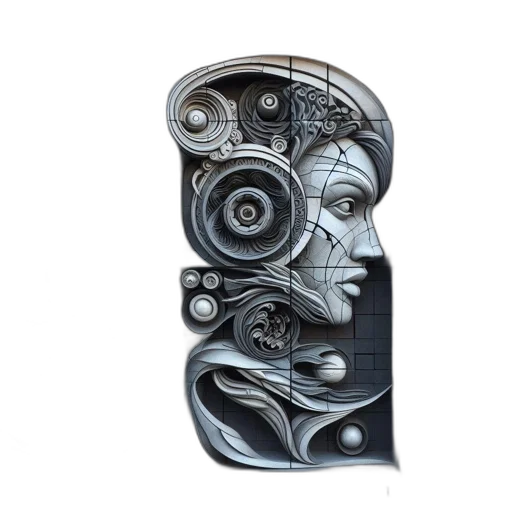 robot, jewelry, mask, face, photorealistic, concept art, 3d render, fantasy art transparent PNG cut-out