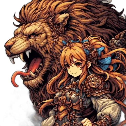 dragon, fantasy art, concept art, anime, pixel art, lion, mechanical, elements transparent PNG cut-out