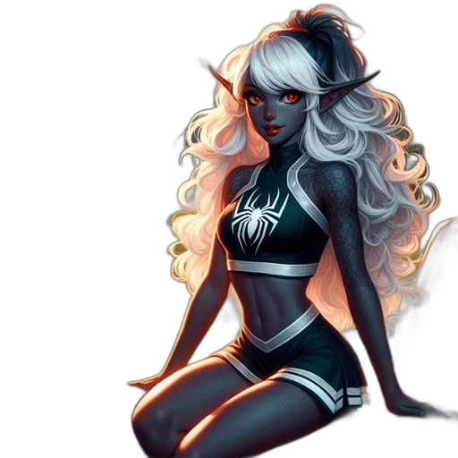 hair, comic book art, concept art, fantasy art, pixel art, dark, monochrome, elf-like transparent PNG cut-out