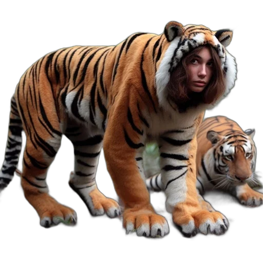 animal, creature, photorealistic, 3d render, concept art, fantasy art, young, woman transparent PNG cut-out