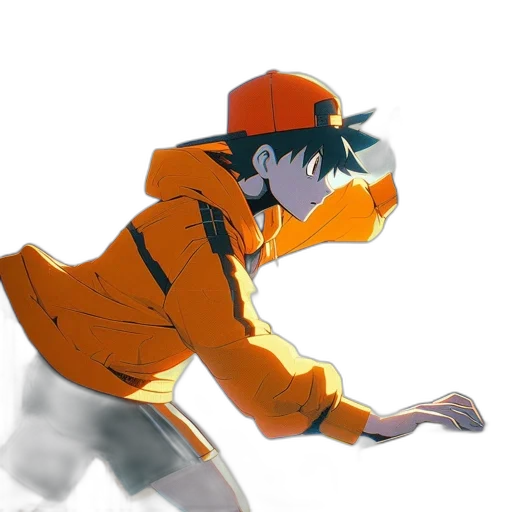 hat, jacket, staff, weapon, anime, concept art, watercolor, cartoon transparent PNG cut-out