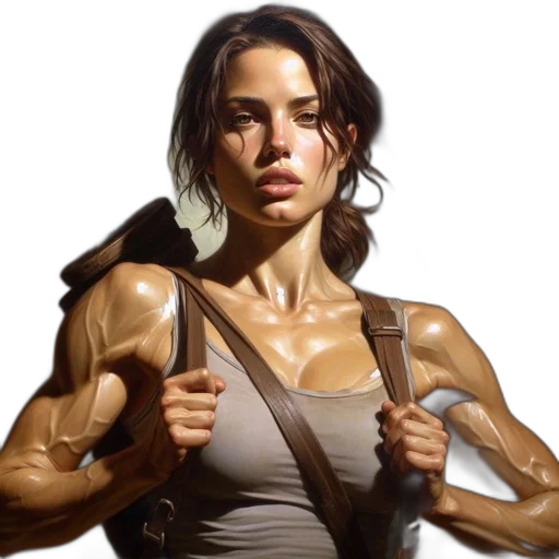 weapon, photorealistic, concept art, oil painting, comic book art, athletic, woman, determined transparent PNG cut-out