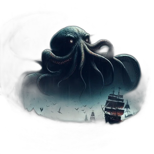 creature, animal, concept art, fantasy art, photorealistic, pixel art, fog, underwater transparent PNG cut-out