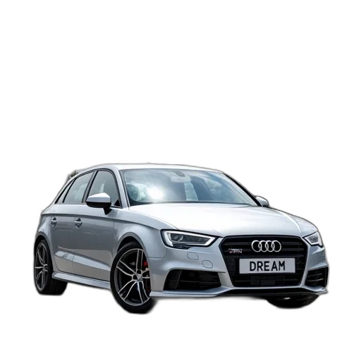 car, silver, audi, hatchback, parked, concrete, surface, roller transparent PNG cut-out