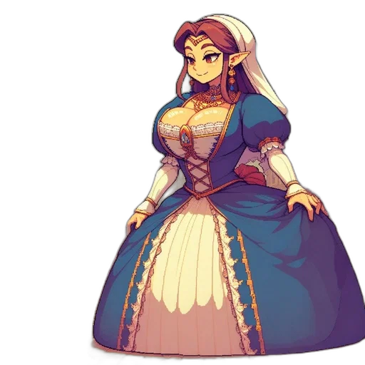 dress, crown, staff, pixel art, concept art, fantasy art, anime, colorful transparent PNG cut-out
