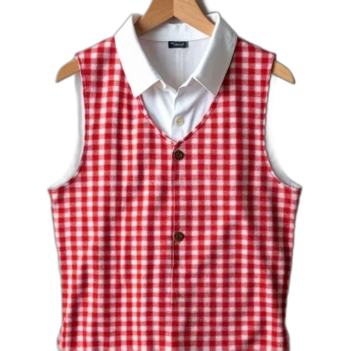 jacket, dress, red, white, checkered, tank, top, collar transparent PNG cut-out