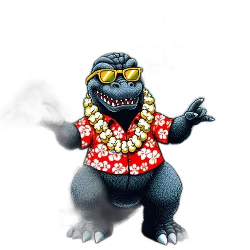 creature, dragon, animal, jewelry, concept art, 3d render, godzilla, hawaiian transparent PNG cut-out