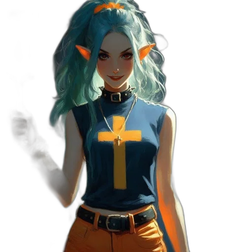 staff, dress, mask, crown, concept art, fantasy art, 3d render, comic book art transparent PNG cut-out