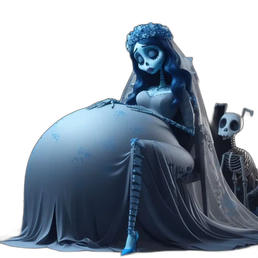 dress, concept art, fantasy art, comic book art, 3d render, snow, blue, corpse transparent PNG cut-out