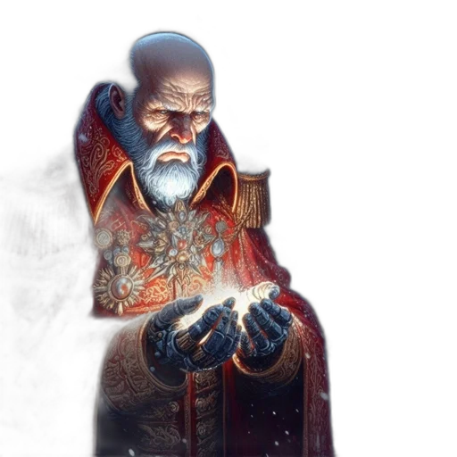 staff, face, concept art, fantasy art, photorealistic, comic book art, red, elderly transparent PNG cut-out