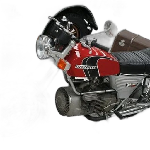 3d render, photorealistic, concept art, vintage, red, motorcycle, word, hercules transparent PNG cut-out