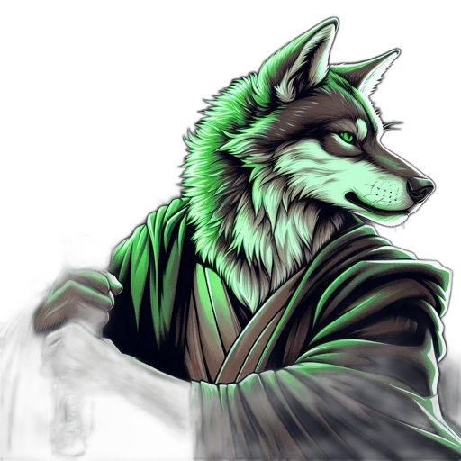 staff, dragon, jacket, fantasy art, concept art, watercolor, photorealistic, green transparent PNG cut-out
