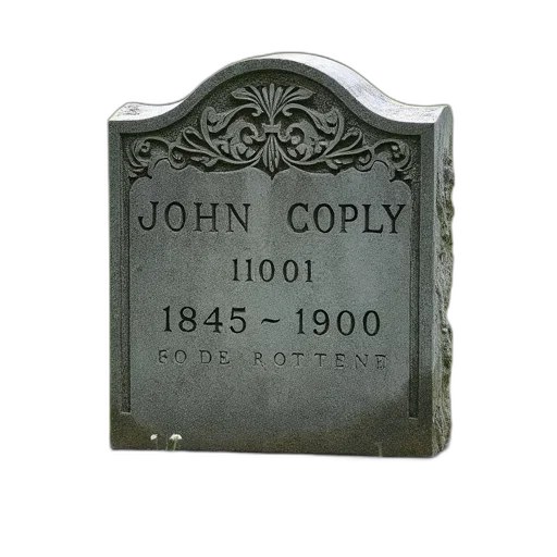 jewelry, weathered, granite, headstone, name, john, coply, dates transparent PNG cut-out