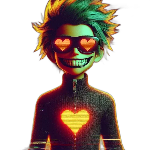 mask, jacket, face, creature, pixel art, comic book art, concept art, cyberpunk transparent PNG cut-out