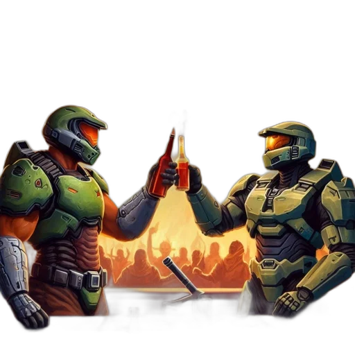 robot, weapon, concept art, pixel art, comic book art, fantasy art, fire, outer space transparent PNG cut-out