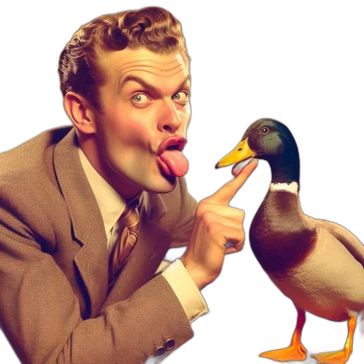 animal, photorealistic, man, suit, points, makes, playful, face transparent PNG cut-out