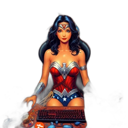 comic book art, fantasy art, concept art, pixel art, woman, costumed, like, wonder transparent PNG cut-out