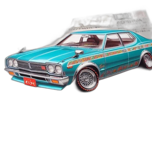 car, photorealistic, 3d render, concept art, comic book art, image, portrays, vibrantly transparent PNG cut-out