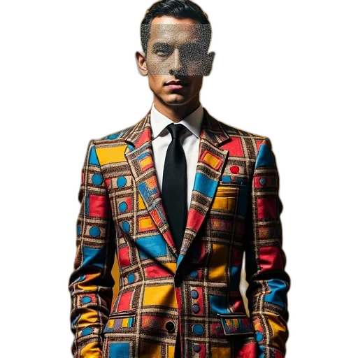 jacket, robot, face, mask, photorealistic, 3d render, concept art, cartoon transparent PNG cut-out