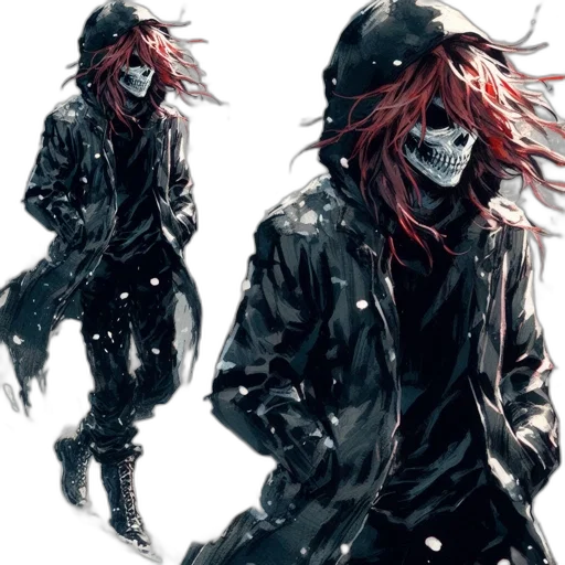 jacket, mask, creature, face, concept art, cyberpunk, comic book art, watercolor transparent PNG cut-out