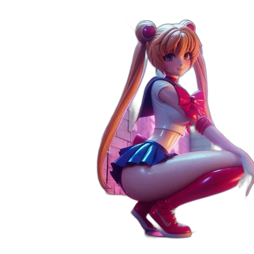 3d render, concept art, anime, vaporwave, neon lights, neon, animated, figure transparent PNG cut-out