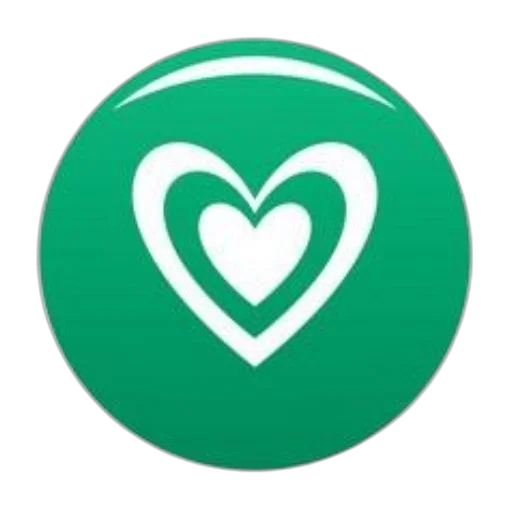 green, circular, icon, white, heart, symbol, center transparent PNG cut-out