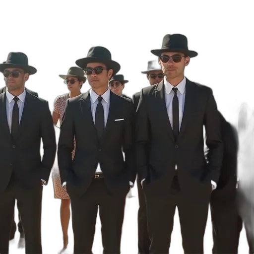 hat, group, people, gathered, beach, dressed, formal, attire transparent PNG cut-out