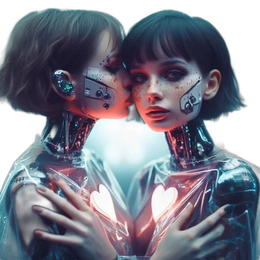 robot, jewelry, mask, cyberpunk, concept art, fantasy art, vaporwave, neon lights transparent PNG cut-out