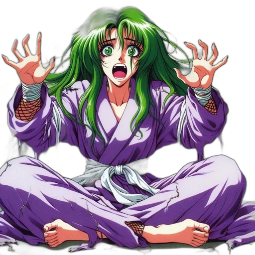 vaporwave, anime, concept art, pixel art, green, animated, character, hair transparent PNG cut-out