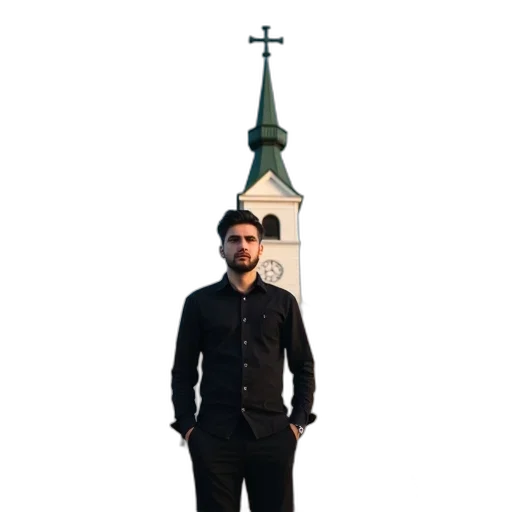 staff, jacket, sword, building, 3d render, concept art, pixel art, photorealistic transparent PNG cut-out