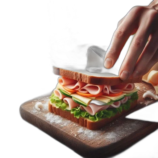 food, weapon, photorealistic, 3d render, concept art, hand, presses, meat transparent PNG cut-out