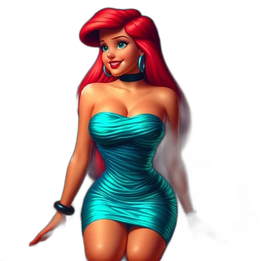 dress, jewelry, cartoon, concept art, fantasy art, 3d render, neon lights, neon transparent PNG cut-out