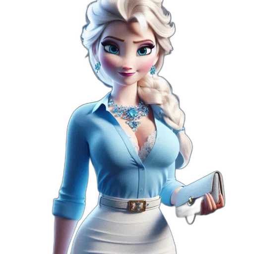 staff, dress, jewelry, crown, 3d render, concept art, fantasy art, cartoon transparent PNG cut-out