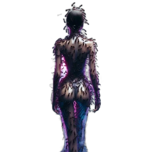dress, creature, staff, hair, concept art, cyberpunk, fantasy art, pixel art transparent PNG cut-out