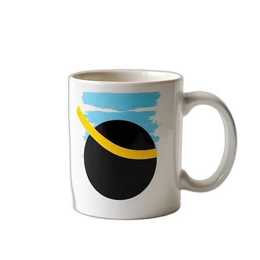 3d render, photorealistic, white, mug, colorful, abstract, design, featuring transparent PNG cut-out