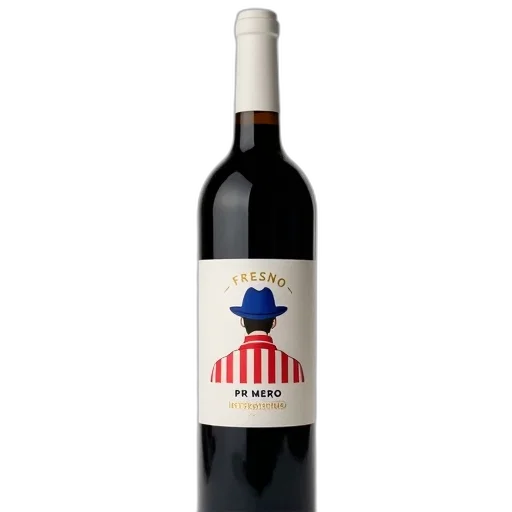 bottle, wine, label, featuring, stylized, illustration, person, red transparent PNG cut-out