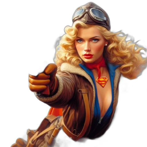 jacket, comic book art, fantasy art, concept art, photorealistic, woman, blonde, hair transparent PNG cut-out