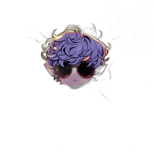 hair, crown, staff, mask, vaporwave, anime, cartoon, pixel art transparent PNG cut-out